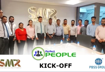 SMR Consolidated and PBSS Group representatives signing partnership agreement to digitize HR processes with Perfect People HRIS